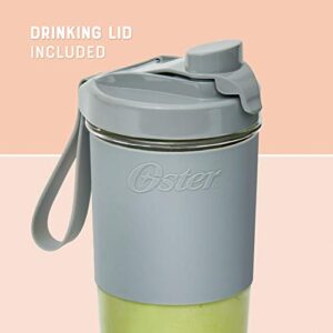 Oster Blend Active Portable Blender with Drinking Lid, USB Chargeable Personal Blender, Gray