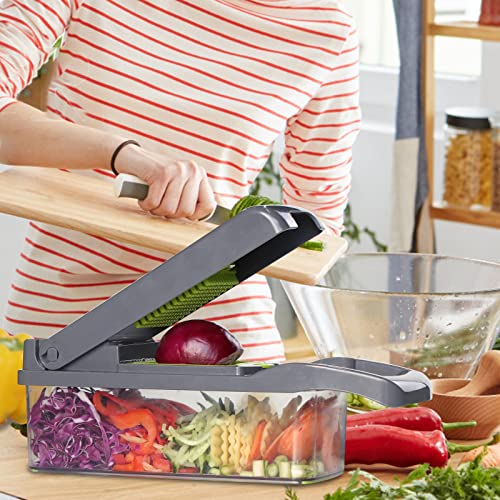 Elabli Pro Vegetable Chopper with 8 Blades:Mandoline Slicer Onion Chopper Dicer Egg Separator Slicer Vegetable Chopper Cutter Slicer,Food Chopper Dicer Slicer with Container for Kitchen