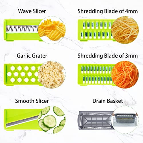 Elabli Pro Vegetable Chopper with 8 Blades:Mandoline Slicer Onion Chopper Dicer Egg Separator Slicer Vegetable Chopper Cutter Slicer,Food Chopper Dicer Slicer with Container for Kitchen