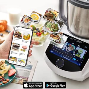 ChefRobot Smart Food Processor, All-In-One Multicooker and Cooking Robot with Guided Recipes, WiFi Built-In Self-cleaning, Chopper, Steamer, Juicer, Blender, Boil, Knead, Weigh