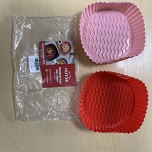 OUTXE 2-Pack Silicone Air Fryer Liner 7.5inch Reusable Air Fryer Silicone Basket Heat Resistant Easy Cleaning Air fryers Silicone Pot Round for 3 to 5 Qt for Air fryer Oven Accessories (Pink+Red)