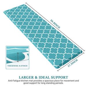 WISELIFE Kitchen Mat Cushioned Anti-Fatigue Kitchen Rug,17.3"x 60",Non Slip Waterproof Kitchen Mats and Rugs Heavy Duty PVC Ergonomic Comfort Mat for Kitchen, Floor Home, Office, Sink, Laundry, Green