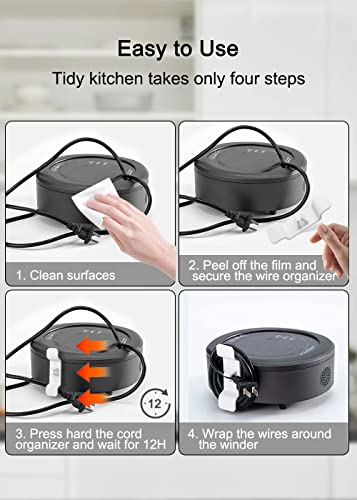 Cord Organizer for Appliances, Sticky and Sturdy Cord Wrapper, Kitchen Appliance Cord Organizer Stick On Mixer, Small Appliances, Pressure Cooker, Coffee Maker, Blender, and Air Fryer (6 PCS)