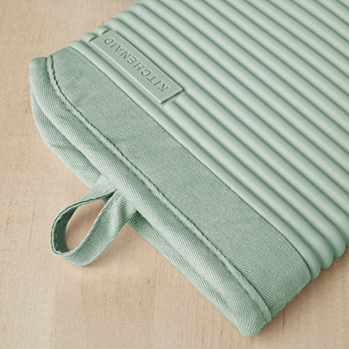 KitchenAid Ribbed Soft Silicone Oven Mitt Set, Pistachio 2 Count