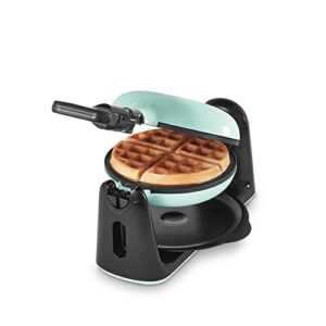 dash flip belgian waffle maker with non-stick coating for individual 1″ thick waffles – aqua