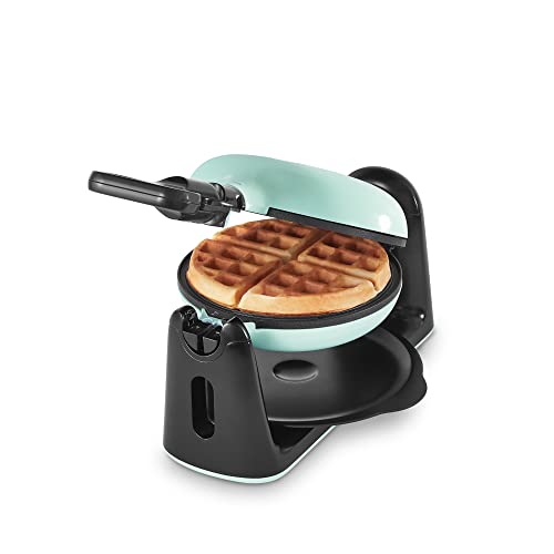 DASH Flip Belgian Waffle Maker With Non-Stick Coating for Individual 1" Thick Waffles – Aqua