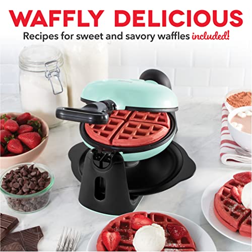 DASH Flip Belgian Waffle Maker With Non-Stick Coating for Individual 1" Thick Waffles – Aqua