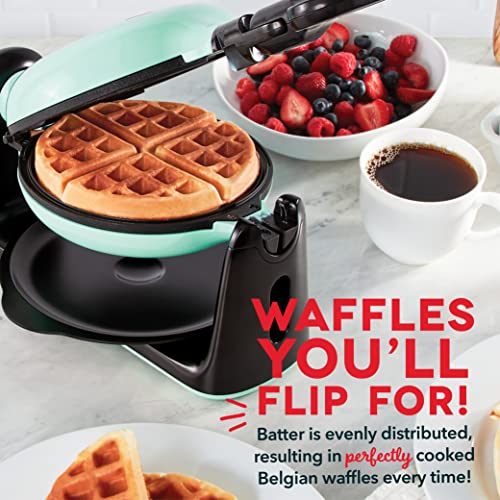 DASH Flip Belgian Waffle Maker With Non-Stick Coating for Individual 1" Thick Waffles – Aqua