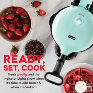 DASH Flip Belgian Waffle Maker With Non-Stick Coating for Individual 1" Thick Waffles – Aqua