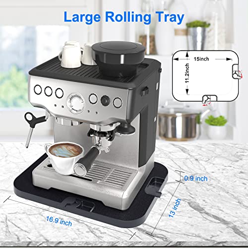 Vidafelic Two-Way Appliance Rolling Tray,8 Wheels Load 110LBS Extra Wide Sliding Tray Accessories for Heavy Duty Stand Mixer Air Fryer Coffee Maker and Blender,16.9"Wide by 12.8"Deep