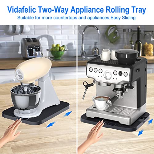 Vidafelic Two-Way Appliance Rolling Tray,8 Wheels Load 110LBS Extra Wide Sliding Tray Accessories for Heavy Duty Stand Mixer Air Fryer Coffee Maker and Blender,16.9"Wide by 12.8"Deep