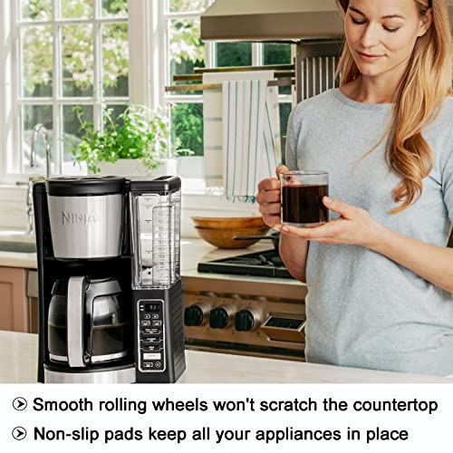 Kitchen Appliance Sliding Tray - Coffee Maker Sliding Caddy with Rolling Wheels Under Cabinet Countertop Storage Organizer Moving Slider Extra Deep for Kitchenaid Stand Mixer Air Fryer Toaster Blender