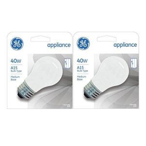 ge appliance a15 light bulb, inside frost, 40-watt, 355 lumens, medium base, 3-1/2 inches (2 pack)