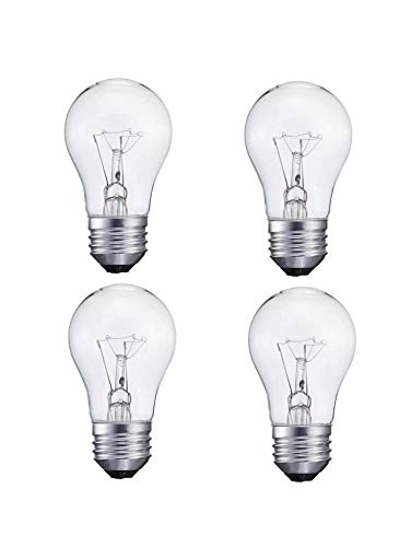 Bulbmaster 4 Pack 40A15/CL - 40 Watts A15 Incandescent Oven Refrigerator Bulb High Temperature Resistant Appliance Bulb - Clear Finish - Standard Household Medium (E26) Base