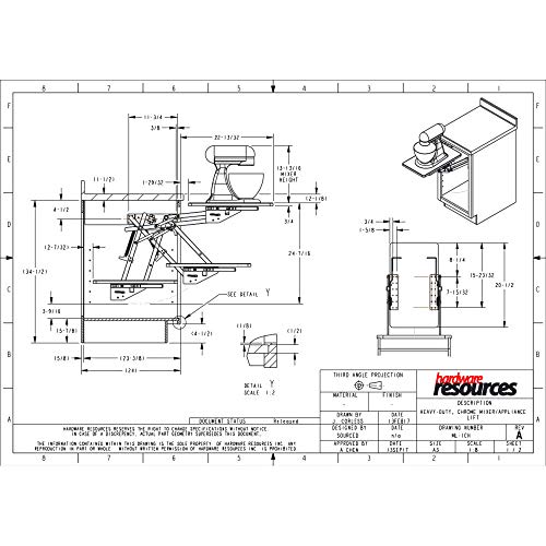 Hardware Resources Soft-close Mixer/Appliance Lift 45lb Spring with Full Extension Lock