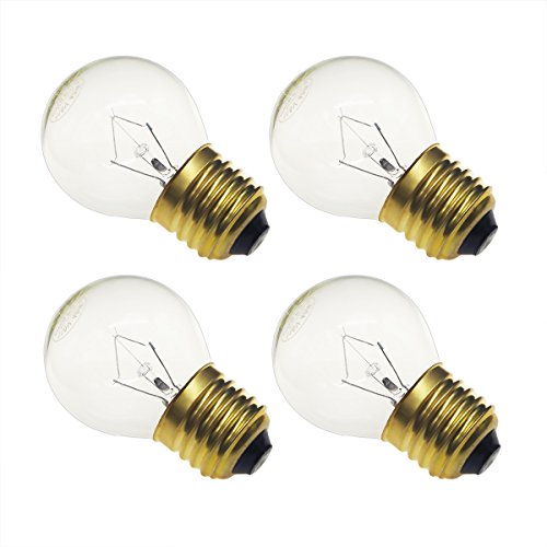 Jslinter 40 watt Appliance Oven Light Bulb - High Temp - 120v Clear - 415 Lumens - E26/E27 Medium Brass Base - G45 4-Pack