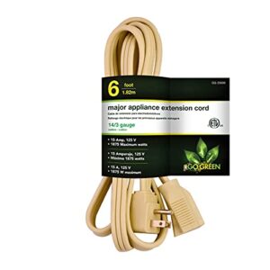 go green power inc. gg-25606 6′ 14/3 appliance cord,, beige