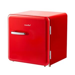 comfee 1.6 cubic feet solo series retro refrigerator sleek appearance hips interior, energy saving, adjustable legs, temperature thermostat dial, removable shelf, perfect for home/dorm/garage [red]