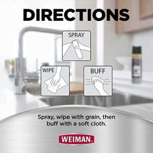 Weiman Stainless Steel Cleaner & Polish Protects Appliances From Fingerprints & Gives a Streak-Free Shine - For Refrigerators, Oven, Dishwasher, Stove - 2 Pack Aerosol Spray with Microfiber Cloth Included