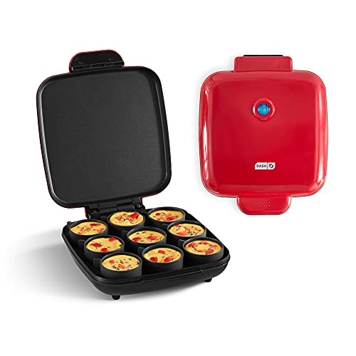 Dash Sous Vide Style Family Size Egg Bite Maker for Breakfast Bites, Sandwiches, Healthy Snacks or Desserts, Keto & Paleo Friendly (9 Servings), Red, 9 Egg Bites