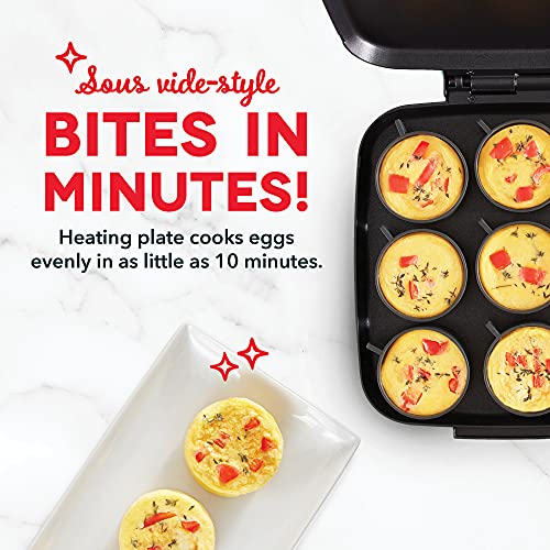 Dash Sous Vide Style Family Size Egg Bite Maker for Breakfast Bites, Sandwiches, Healthy Snacks or Desserts, Keto & Paleo Friendly (9 Servings), Red, 9 Egg Bites