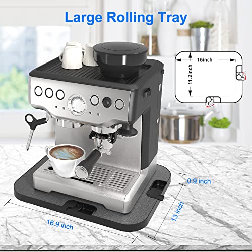 Vidafelic Two-Way Appliance Rolling Tray,8 Wheels Load 110LBS Extra Wide Sliding Tray Accessories for Heavy Duty Stand Mixer Air Fryer Coffee Maker and Blender,16.9"Wide by 12.8"Deep