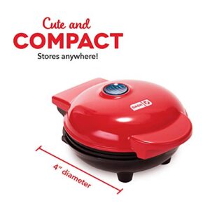 DASH Mini Waffle Maker Machine for Individuals, Paninis, Hash Browns, & Other On the Go Breakfast, Lunch, or Snacks, with Easy to Clean, Non-Stick Sides, Red Heart 4 Inch