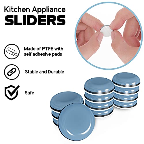 Self Adhesive Kitchen Appliance Sliders (DIY) - Easy Moving Pads Compatible with Most Blenders, Coffee Makers, Air Fryers, Pressure Cookers and More (12 PCS)