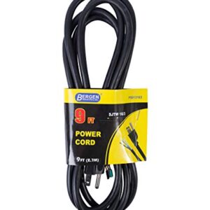 Bergen Industries Inc PS913163 3-Wire Appliance and Power Tool Cord, 9 ft, 16 AWG, 13A/125V AC, 1625w , Black