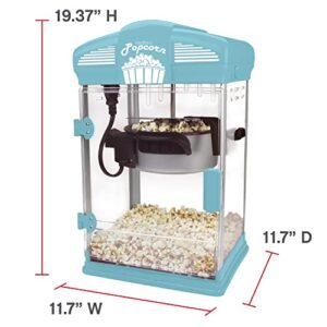 West Bend Stir Crazy Movie Theater Popcorn Popper, Gourmet Popcorn Maker Machine with Nonstick Popcorn Kettle, Measuring Tool and Popcorn Scoop for Popcorn Machine, 4 Qt., Blue