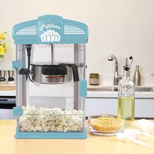 West Bend Stir Crazy Movie Theater Popcorn Popper, Gourmet Popcorn Maker Machine with Nonstick Popcorn Kettle, Measuring Tool and Popcorn Scoop for Popcorn Machine, 4 Qt., Blue