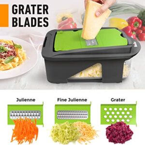 Mueller Pro-Series All-in-One, 12 Blade Mandoline Slicer for Kitchen Vegetable Chopper, Vegetable Slicer and Spiralizer, Cutter, Dicer, Food Chopper, Grater, Kitchen Gadgets Sets with Container