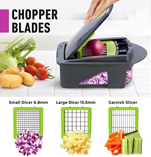 Mueller Pro-Series All-in-One, 12 Blade Mandoline Slicer for Kitchen Vegetable Chopper, Vegetable Slicer and Spiralizer, Cutter, Dicer, Food Chopper, Grater, Kitchen Gadgets Sets with Container