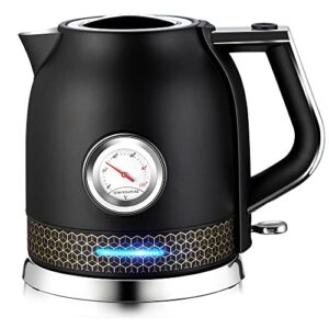 kichele electric tea kettle, 1.7l hot water kettle, bpa free stainless steel water boiler with strix thermostat, auto shut off & boil-dry protection for tea, coffee