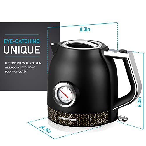 Kichele Electric Tea Kettle, 1.7L Hot Water Kettle, BPA Free Stainless Steel Water Boiler with STRIX Thermostat, Auto Shut off & Boil-Dry Protection For Tea, Coffee