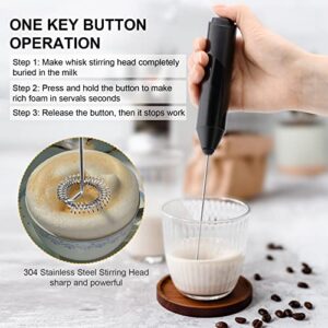 COKUNST Electric Milk Frother Handheld with Stainless Steel Stand Battery Powered Foam Maker, Whisk Drink Mixer Mini Blender For Coffee, Frappe, Latte, Matcha, Hot Chocolate