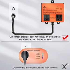 Refrigerator Surge Protector, Ortis Double Outlet Voltage Protector for Home Appliances with Time Delay, Protects Against Brownout, Spike, Instant Surge All Voltage Abnormalities