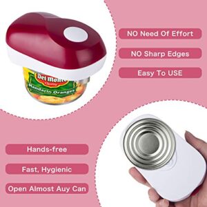 Electric Can Opener - Vcwtty One Touch Battery Operated Handheld Can Opener for Any Size, No Sharp Edge, Food-Safe, Seniors, Arthritis and Chef, Kitchen Best Gadget (Red)