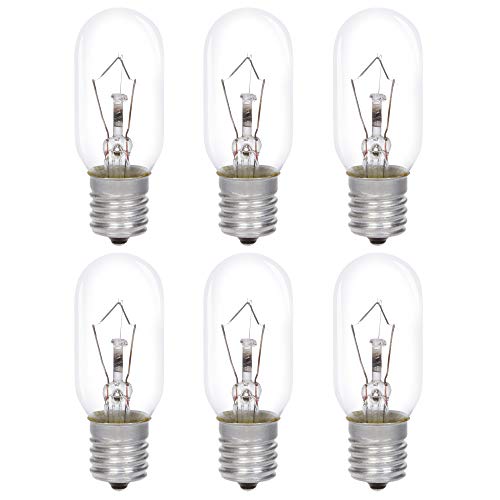 Simba Lighting Microwave Appliance Light Bulb T8 40W (6 Pack) Incandescent with E17 Intermediate Screw Base for Ovens, Under Hood, Stove Top, Range, 110V 120V 125V 130V, Dimmable, 2700K Warm White