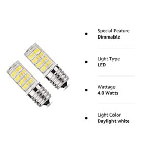 E17 LED Bulb for Microwave Oven,Kitchen Appliance Light Bulb, Stovetop Light,4 Watt (40W Halogen Bulb Equivalent), Daylight White 6000K, E17 Indicator Intermediate Base, Dimmable,(Pack of 2)