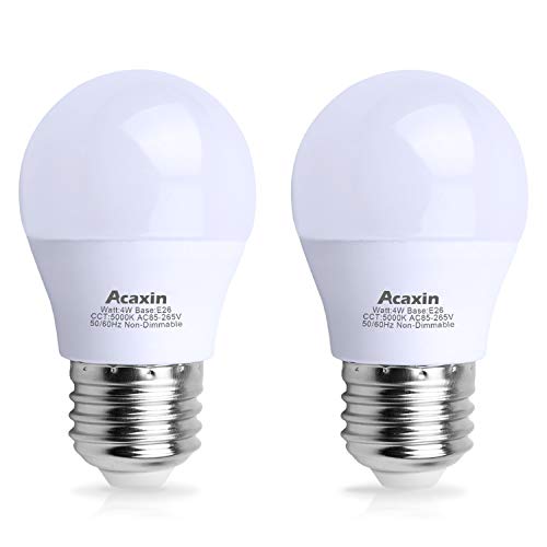 Acaxin LED Refrigerator Light Bulb 4W 40Watt Equivalent, Waterproof Fridge Light Bulb Replacement for Frigidaire, Freezer Light Bulb IP54, 120V E26 Daylight White 5000K 400 Lumen, A15 Appliance Bulb