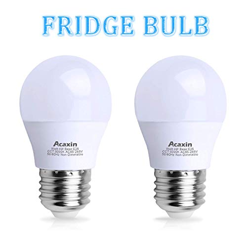 Acaxin LED Refrigerator Light Bulb 4W 40Watt Equivalent, Waterproof Fridge Light Bulb Replacement for Frigidaire, Freezer Light Bulb IP54, 120V E26 Daylight White 5000K 400 Lumen, A15 Appliance Bulb