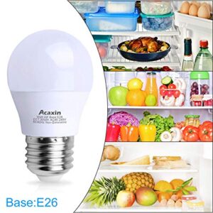 Acaxin LED Refrigerator Light Bulb 4W 40Watt Equivalent, Waterproof Fridge Light Bulb Replacement for Frigidaire, Freezer Light Bulb IP54, 120V E26 Daylight White 5000K 400 Lumen, A15 Appliance Bulb