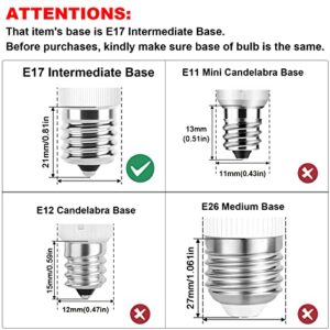 E17 Led Bulb Microwave Oven Light, Over Stove Appliance Replacement 40W Incandescent for Refrigerator, Range Hood, Dimmable, 120V 5W 450LM Daylight White 6000K, E17 Intermediate Base, Pack of 2