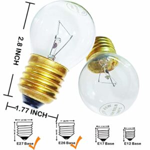 zaqaqa Oven Light Bulb_4 Pack 300°C High Temp 120v 40w Appliance Bulb G45 E26/E27 Socket,Replacement Bulbs for Oven,Stove,Refrigerator_400 Lumens.