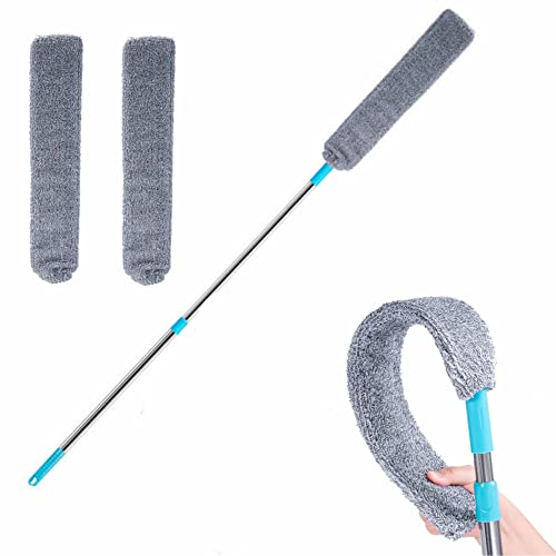 Retractable Gap Dust Cleaner Under Appliance Microfiber Duster Dust Brush with Extension Pole (36 to 55 inches) Cleaning Duster for Bed High Ceilings Furniture Bottom Household Gap Duster