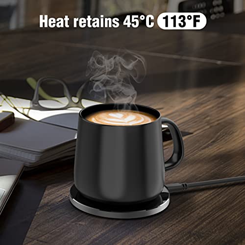 APEKX Auto On/Off Gravity-Induction Coffee Mug with Intelligent Temperature Control 113°F/45°C Cup Warmer Self-Heating with Wireless Charging Function Gifts for Home Office (Mug Included) Black