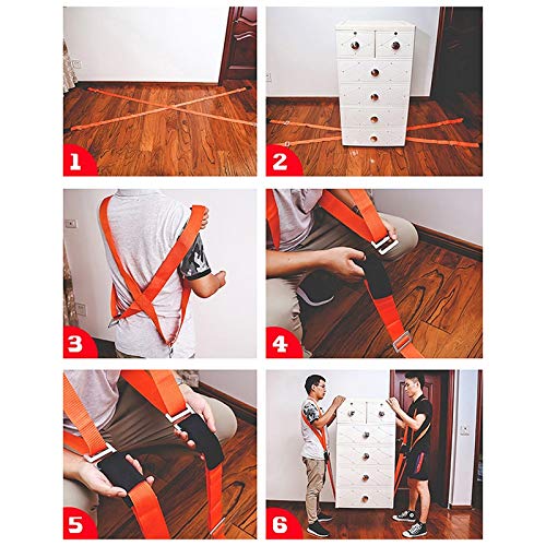 Moving Straps, 2-Person Lifting and Moving System Shoulder Belt for Carry Heavy Furniture, Appliances, Mattresses, Lift Heavy Objects up to 800 lbs(Orange)