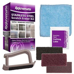 rejuvenate stainless steel scratch eraser kit safely removes scratches gouges rust discolored areas makes stainless steel look 6 piece kit