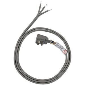 certified appliance accessories 15-0346 15-amp appliance power cord, 6 feet, 3 wires, grounded, right angle plug head, gray
